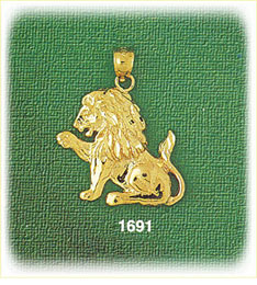 14K Gold Wild Lion Charm