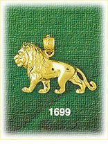 14K Gold Marauding Lion Charm