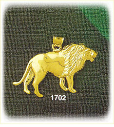 14K Gold Snarling Lion Charm