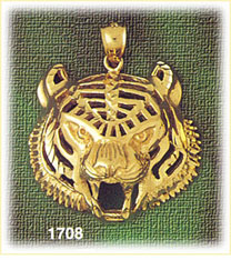 14K Gold Tiger Head Charm