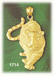 14K Gold Prowling Tiger Pendant