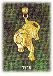 14K Gold Creeping Tiger Charm