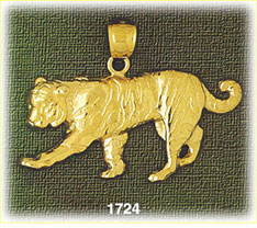14K Gold Ornate Tiger Charm