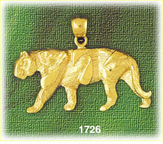 14K Gold Muscular Tiger Charm