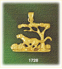 14K Gold Prowling Jaguar Pendant