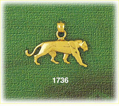14K Gold Mountain Lion Cougar Charm