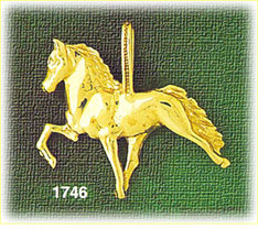 14K Gold 3D Trotting Horse Pendant