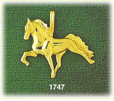 14K Gold 3D Trotting Horse Charm