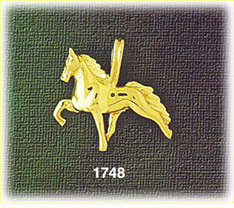 14K Gold 3D Horse Trotting Charm