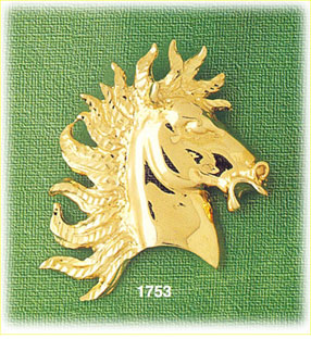 14K Gold Horse Head w/Wild Mane Charm