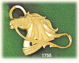 14K Gold Horse Head w/ Reins Charm