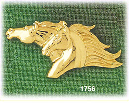 14K Gold Horse Heads Charm