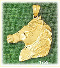 14K Gold Tame Horse Head Charm