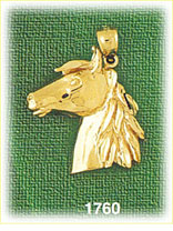 14K Gold Riding Horse Head Charm