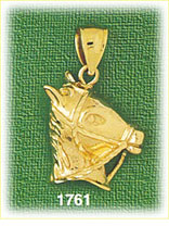 14K Gold Horse Head W/Bridle Charm