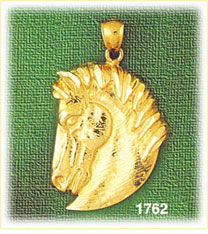 14K Gold Horse Lowering Head Charm