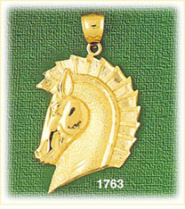 14K Gold Trojan Horse Head Charm