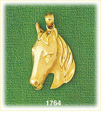 14K Gold Trained Horse Head Charm