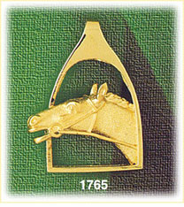 14K Gold Horse Head In Stirrup Charm