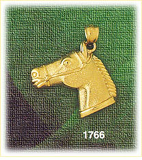 14K Gold Horse Head With Bridle Charm