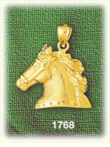 14K Gold Bridled Horse Head Charm