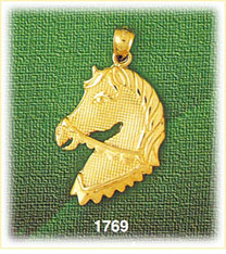 14K Gold Textured Show Horse Head Charm