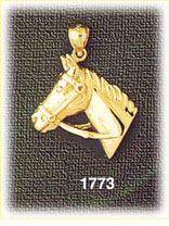 14K Gold Horse Head & Bridle Pendant