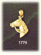 14K Gold Horse Head & Bridle Charm