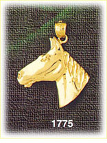 14K Gold Polished Horse Head Pendant