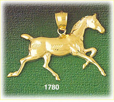 14K Gold Trotting Horse Charm