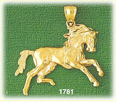 14K Gold Cantering Horse Charm