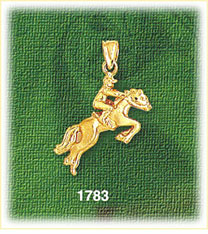 14K Gold Horse & Rider Jumping Charm
