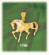 14kt gold diamond cut horse charm