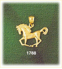 14K Gold Horse Loping Charm