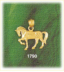 14K Gold Groomed Horse Charm
