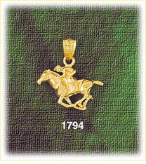 14K Gold 3D Galloping Horse Charm