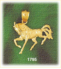 14k gold running horse charm