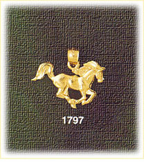 14K Gold Horse Galloping Charm