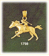 14K Gold Racing Horse Charm