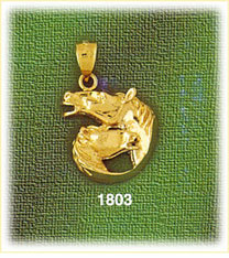 14K Gold Polished Horses Nestled Against Each Other Charm