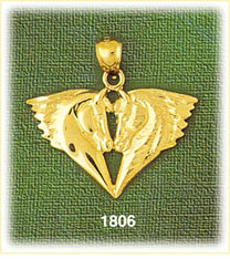 14K Gold Horse Heads Heart Charm