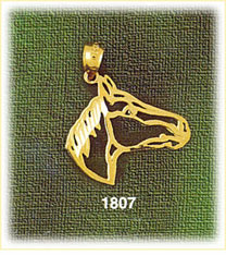 14K Gold Horse Head Silhouette Charm