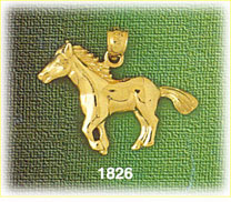 14K Gold Horse Running Against The Wind Charm
