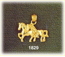 14K Gold Horses Charm