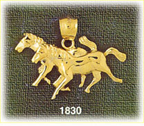 14K Gold Cantering Horses Charm