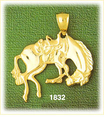 14K Gold Bucking Horse Charm