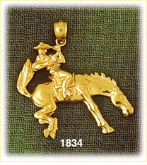 14K Gold Bucking Bronco Horse Charm