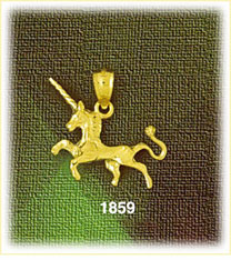 14K Gold 3D Unicorn w/Long Horn Charm