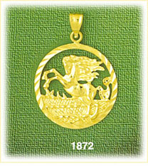 14K Gold Horse Medallion Charm