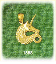 14K Gold Unicorn Head Charm